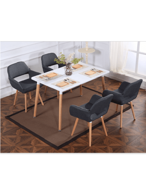 Bộ bàn ăn 4 ghế chân gỗ nệm bọc vải BBA03